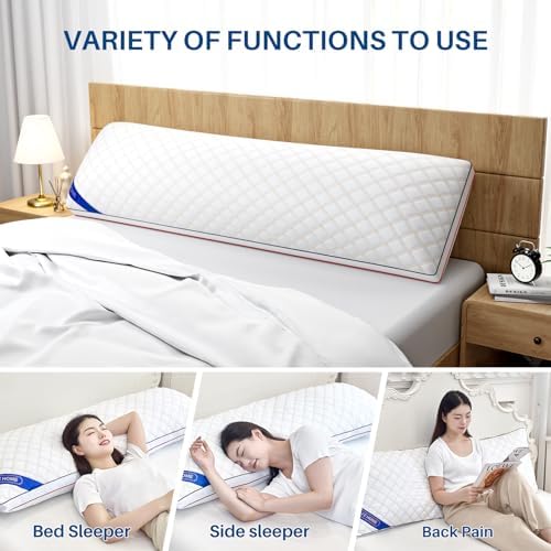 YZ HOME Long Body Pillow for Adults - Insert with Shredded Blue Memory Foam - Image 2