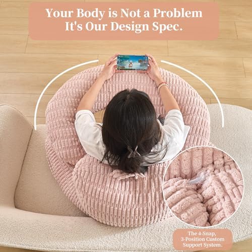 19" Reading Pillow for Bed,U Shaped Arm & Elbow Support,Pink Corduroy - Image 4