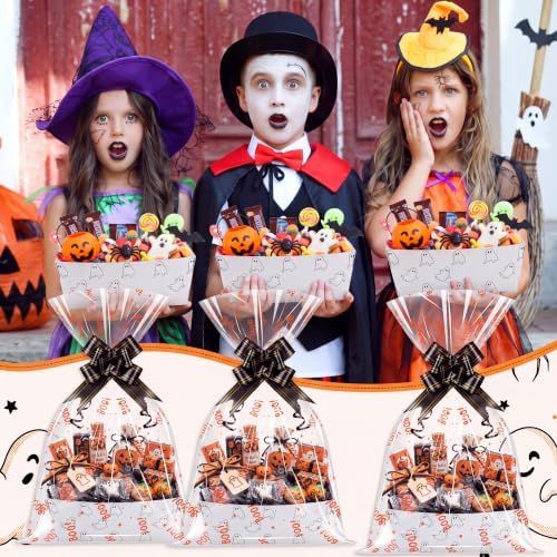 Maitys 24 Sets Halloween Empty Gift Baskets Bulk with Boo Cellophane Bags - Image 5