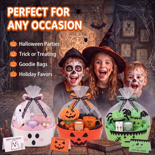 Colingmill 3 Pcs Halloween Boo Gift Basket, Green,Orange,Pink, Ghost - Image 6