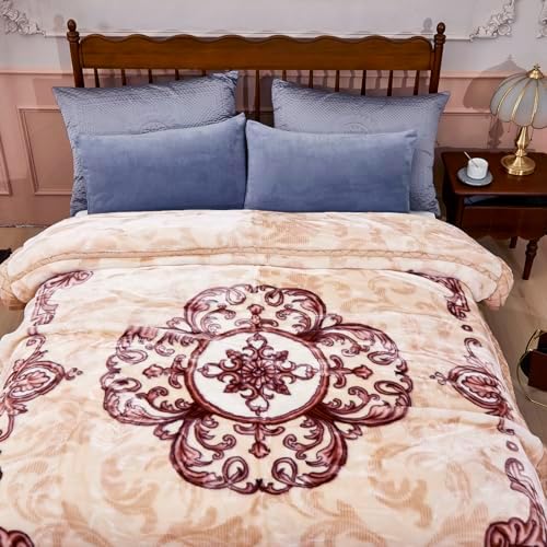 9 lbs Heavy Korean Mink Blanket Queen Size 79×91 inch, Silky Soft and Warm, 2 Ply Reversible Raschel Bed Blanket. - Image 3