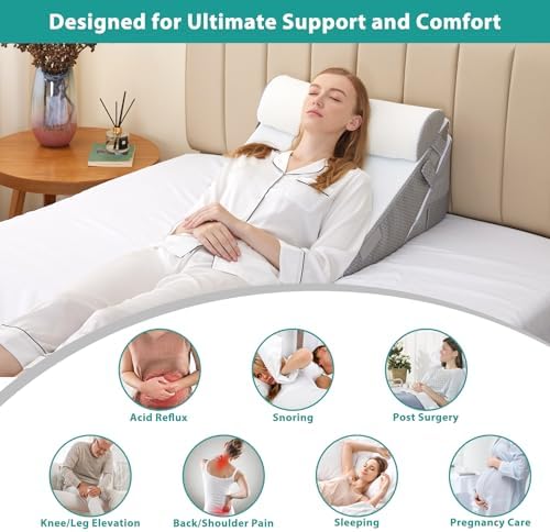 Bedluxe Wedge Pillow Set for After Surgery, Orthopedic Bed Wedge White/Grey - Image 4