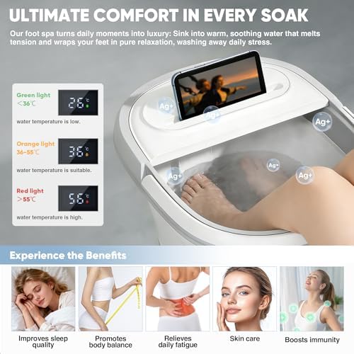 Ionic Foot Bath Detox Machine, Premium Ion Foot Spa for Home Use, Includes 3 Sea Salts (Original/Rose/Lavender), 2 Ion Arrays & Accessories, Perfect for Parents/Seniors/Partner/Self (Foldable Basin) - Image 4