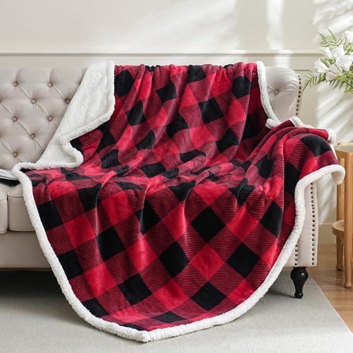 Gracelife Sherpa Fleece Throw Blanket for Couch, Fluffy Plush Warm Fuzzy Blanket for Women and Men, Cozy Thick Soft Twin Blanket for Bed (Red, 60"*80") - Image 2