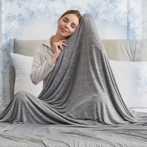 CHOSHOME Cooling Blanket for Hot Sleepers - Summer Blanket Thin Soft Lightweight Breathable Double Side Enhanced Cooling for Hot Flashes, Night Sweats, Bed, Couch (Grey, 96 x 102 inches) by CHOSHOME