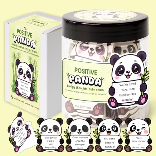 KATINAT Positive Panda Jar – Emotional Support Panda Birthday Gifts for Women Men, Boss Day Gift, Funny Easter Basket Stuffers Gifts for Teens Tweens Teen Girl Gift Trendy Stuff by KATINAT