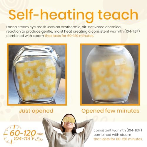 LANNA Heated Steam Eye Mask, Disposable 120 Minutes, Chamomile Scent 5 Pcs - Image 6