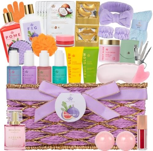 Gifts for Women, 42 Pcs Bath & Body Gifts Basket, Hydrating Face Skin Care by RAROSAACCA