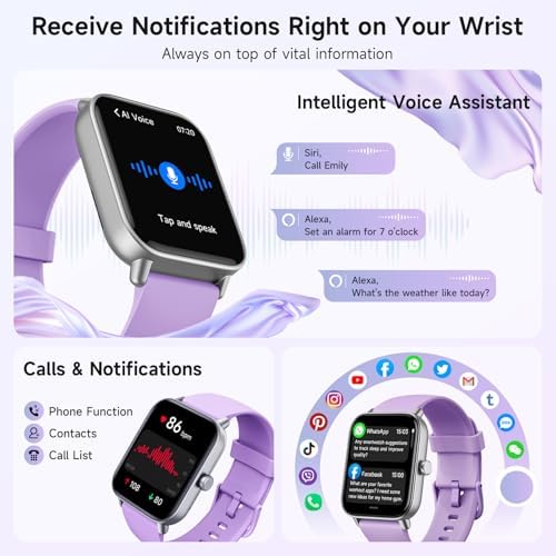 Gydom Smart Watches for Women for Android & iPhone, Alexa Built-in, 1.8" Smartwatch with Heart Rate/SpO2/Sleep/Stress, IP68 Waterproof Fitness Tracker, 101+ Sports Modes, Purple - Image 2