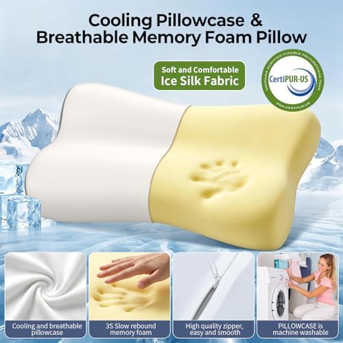Polovo Cervical Neck Pillow - Ergonomic Side Sleeper Pillow for Pain Relief, Contour Memory Foam Pillows for Deep Sleep, Orthopedic Cooling Pillow Bed Pillow for Side Back Stomach Sleepers(White&Grey) - Image 2
