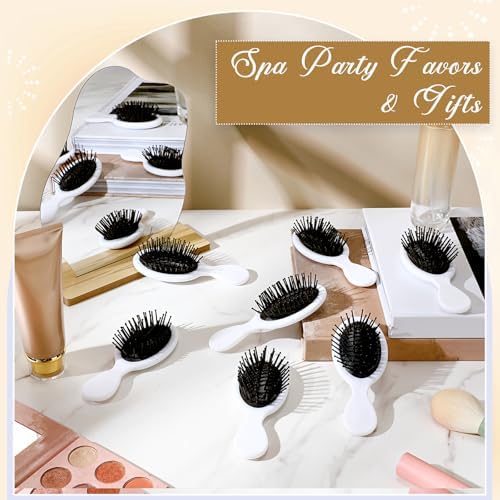 60 Pcs White Black Mini Hair Brushes Bulk for Homeless Soft Bristles Adds Shine Scalp Massage and Detangling Travel Hair Combing for Women Spa Party Favors - Image 4