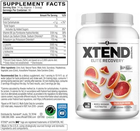 Xtend Original BCAA Powder with Zero Sugar, Italian Blood Orange, 90 Serv - Image 2