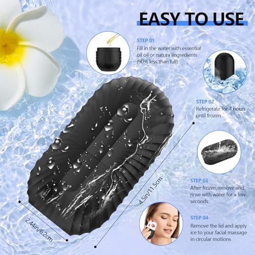 Ice Roller for Face and Eye, Reusable Silicone Ice Facial Roller Ice Holder, Face Ice Mold Skin Care, Ice Cube Roller for Shrink Pores Anti Wrinkle Reduce Puffiness, Black - Image 5
