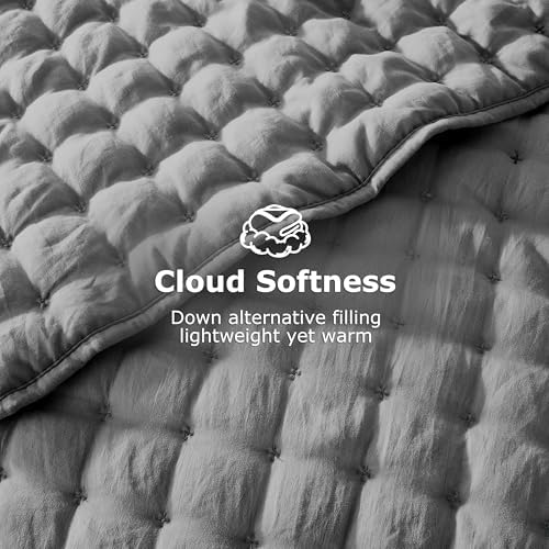 WDCOZY Dark Grey Queen Size Quilt Bedding Sets with Pillow Shams, Deep Lightweight Bedspread Coverlet, Quilted Blanket Thin Comforter Bed Cover, All Season Summer Spring, 3 Pieces, 90x90 inches - Image 4