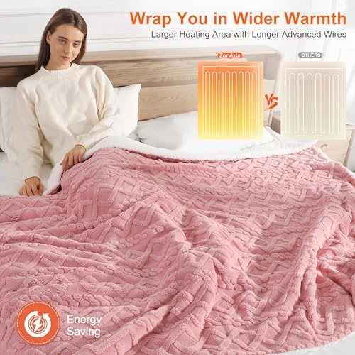 Pink Heated Blanket Twin - 62"x84" Electric Blanket Twin Heating Blanket - Image 2