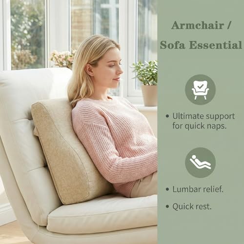 baibu Patented Dual-Layer Memory Foam Lumbar Pillow for Recliner, Beige - Image 3