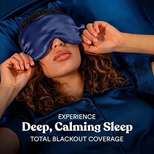 ASUTRA Silk Eye Pillow for Sleep, Navy - Filled w/Lavender Buds (One Size) - Image 4