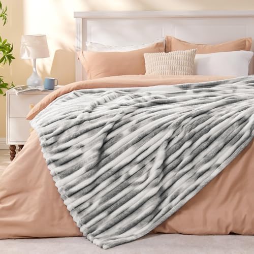 BEDELITE Ribbed Twin Blanket for Couch & Bed, Black&White, 60"x80" - Image 5
