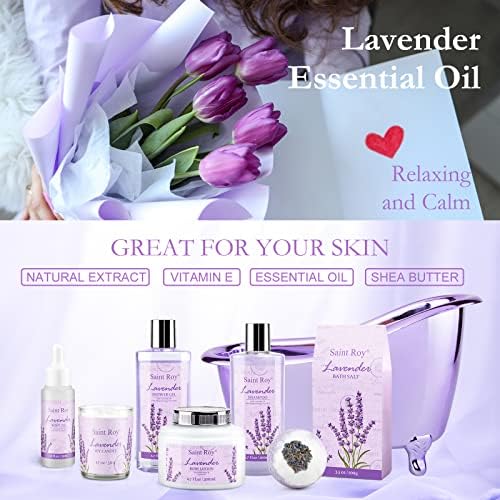 Spa Gift Basket Gifts for Women, Lavender Bath and Body Gift Basket Spa Kit - Image 4