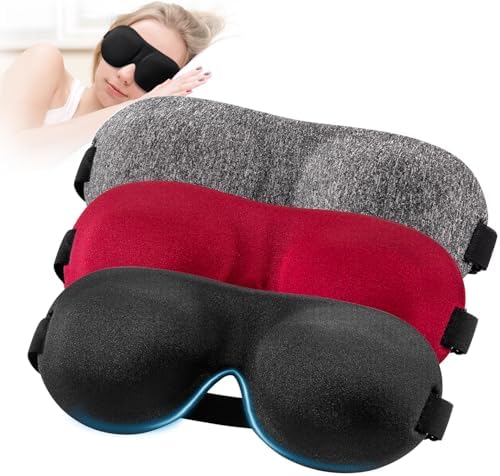 YIVIEW Sleep Mask for Back and Side Sleeper 3 Pack, 100% Blackout Eye Mask by YIVIEW
