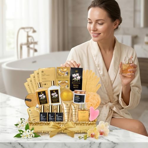 Gifts for Women, 32 Pcs Orchid Spa Basket Gift for Women,Face Skin Care Set - Image 4