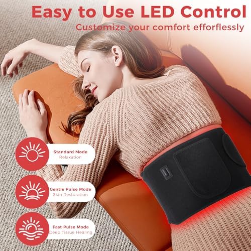 Red Light Therapy for Body, Infrared Red Lights Belt 660nm & 850nm Infra LEDs Light for Body Back Knee Hands Waist Relax, Birthday Christmas Gift for Women Men Mom Father Lover 21.45*7.09 Inch - Image 5