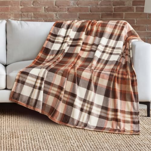 Lucky Brand Longshot Plaid Cocoa Spice Plush Throw Fondue Fudge 50 x 70 in by LuckyBrand
