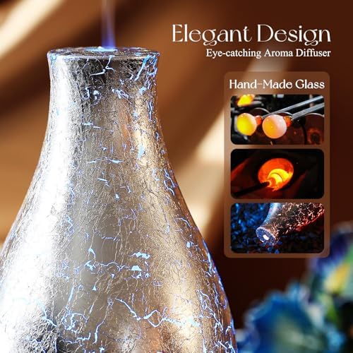 Porseme 100ml Silver-Plated Volcano Essential Oil Diffuser 3D Glass - Elegant and Effective Aromatherapy with 7 Color Changing LEDs and Waterless Auto-Off BPA Free for Home Yoga Leisure SPA Gift - Image 5