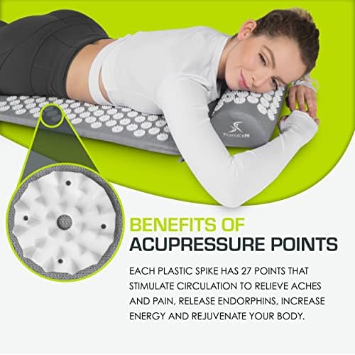 ProsourceFit Acupressure Mat and Pillow Set for Back/Neck Pain Relief and Muscle Relaxation, Grey - Image 3