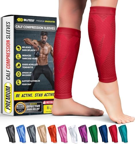 BLITZU Calf Compression Sleeves, Footless Compression Socks for Men & Women by BLITZU