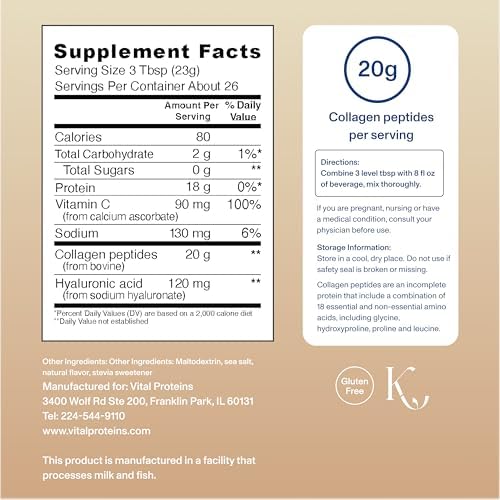 Vital Proteins Collagen Peptides Advanced, Hydrolyzed Peptides with Hyaluronic Acid and Vitamin C - Vanilla Flavor Powder, 21oz (Pack of 2) - Image 2