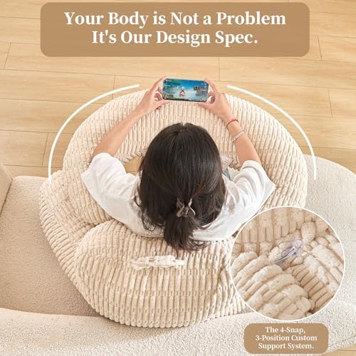 19" Reading Pillow for Bed,U Shaped Arm & Elbow Support,White Corduroy - Image 4