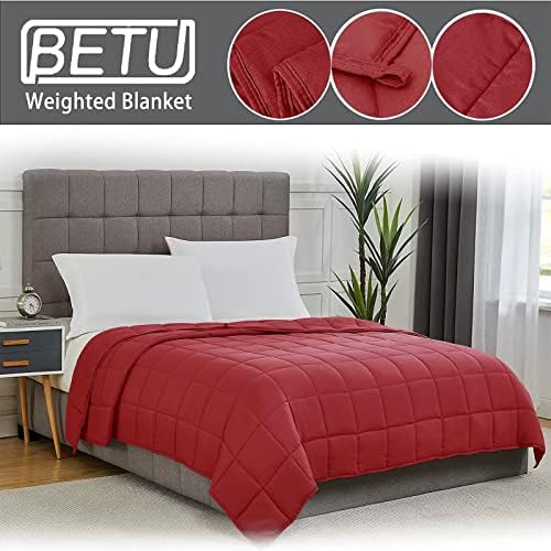 Weighted Blanket for Adults 12lbs, 60"x80", Queen Size Cooling Heavy Throw Blanket for 110-130lbs, Microfiber Soft Big Blankets Weighted Comforter, Red - Image 3