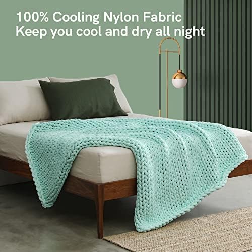 YnM Cooling Weighted Blanket, Handmade Chunky Yarn Knitted Design, Temperature Regulating and Breathable, Machine Washable Throw for Sleep or Home Decor (Menthe Green, 80x87 Inch, 25lbs) - Image 4