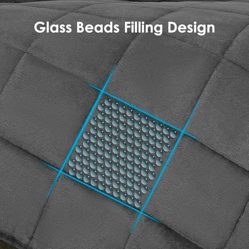 yescool Weighted Blanket for Adults (15 lbs, 48" x 72", Light Gray) Heavy Blanket for Sleeping Perfect for 140-160 lbs, Twin Size Breathable Blanket with Premium Glass Bead, Machine Washable - Image 5