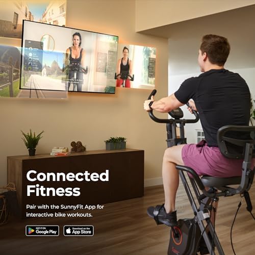 Sunny Health & Fitness Smart Foldable Magnetic X-Bike, Low-Impact Workouts - Image 4
