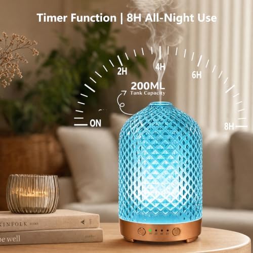 Essential Oil Diffuser for Home- 200ml Aromatherapy Diffuser for Essential Oils with 4 Timer, 7 Color LED Lights Waterless Auto Shut-Off for Home Office Décor Gifts for Women - Image 5