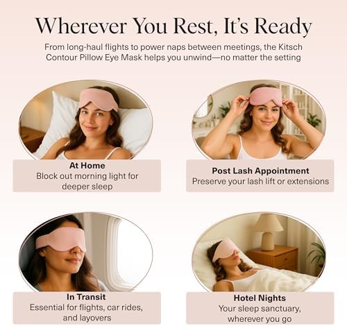Kitsch Contour Satin Sleep Mask | Eye Masks for Sleep - Blush - Image 6