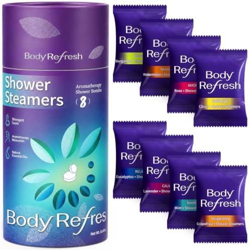 Shower Steamers Aromatherapy 8 Pack - Shower Bombs with Natural Essential Oils, Gifts for Women Mom Wife Men, Birthday Gifts for Women,Self Care, Relaxation, Home Spa, Travel Essentials by BodyRefresh