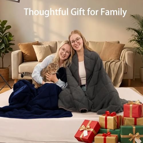 ZonLi 15lbs Weighted Blanket for Adults Sleeping, Double-Sided All Season Reversible 75D Cooling Mesh & Warm Ribbed Microfiber, 60"x80" Navy Blue, Machine Washable - Image 6