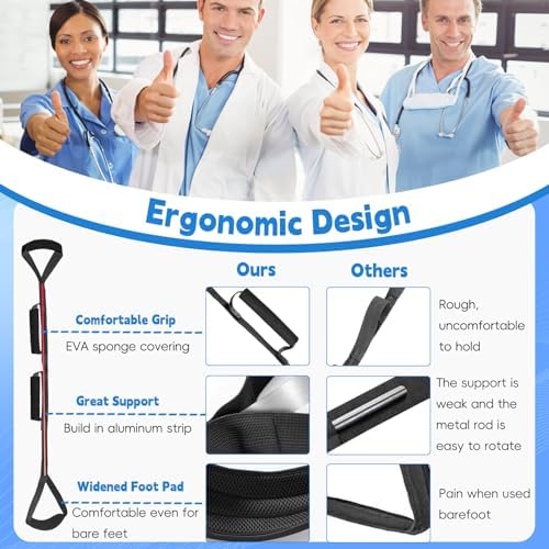 42 Inch Long Leg Lifter, Rigid Leg Lifter Strap with EVA Handgrips &Foot Loop, Leg Lifter After Hip Replacement&Knee Surgery Recovery Aids Kit,Getting Legs in and Out of Bed,Car,Wheelchair (Black) - Image 5
