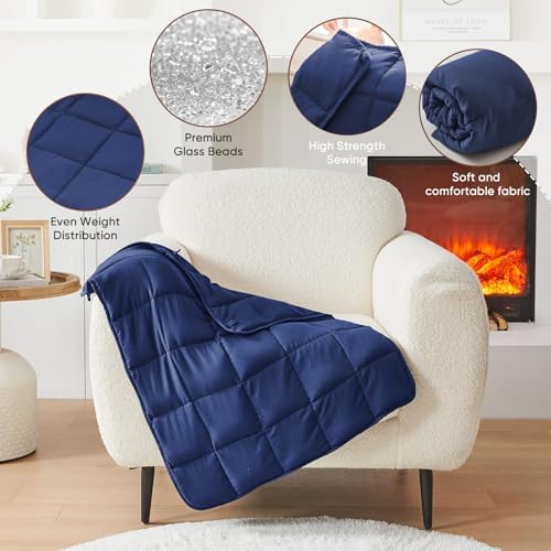 Weighted Blanket for Adults 7lbs, 24"x29", Cooling Heavy Throw Blanket, Microfiber Soft Big Blankets Weighted Comforter, Navy - Image 7