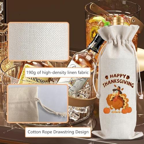 1Pcs Happy Thanksgiving Wine Bag Thanksful Gifts Wine Bag, with 1Pcs Kraft Blessing Cards and natural jute rope - Image 3