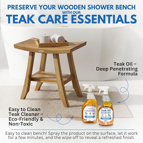EcoDecors Satori 18" Teak Shower Bench, Fully Assembled, Sauna Use - Image 7