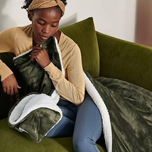 Bedsure GentleSoft Sherpa Fleece Throw Blanket for Couch, Non-Heated, Thick and Warm Throw for Women and Men, Soft Fuzzy Plush Blanket for Winter, Olive Green, 50x60 Inches - Image 6