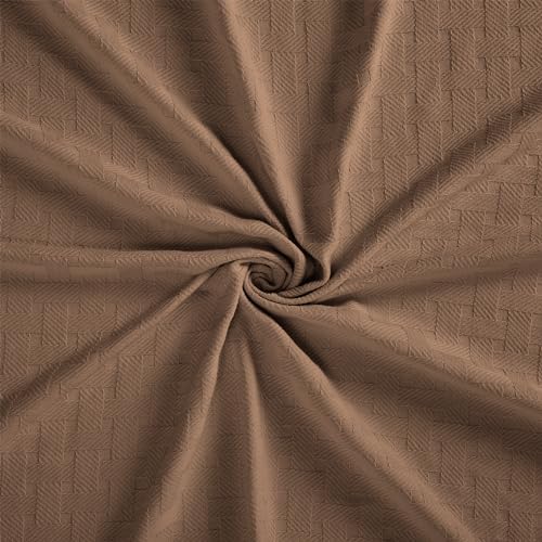 Superior Basketweave Cotton Blanket, Basket Weave Design, Soft, Comfy Cover for Bed, Bedding, Bedroom, Couch Throw, Lounging, Modern Boho Medium Weighted Blankets, Twin Size, Taupe - Image 5