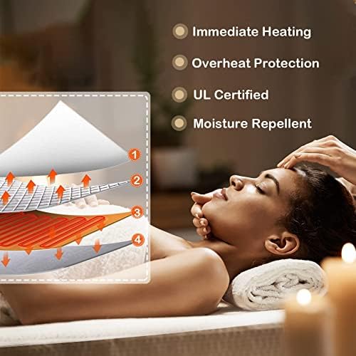 WELLHUT Massage Table Warmer Heating Pad, UL Certified Spa Massage Bed Warmers, Deluxe Fleece Table Cover w/ 5 Heat Levels, 8 Timer Settings, 12 Ft Cord, Machine Washable - Image 4