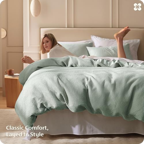 Bedsure PureWoven Cotton Waffle Weave Duvet Cover, King, Duvet Cover Only - Image 6