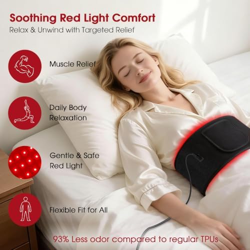 Red Light Therapy Belt for Body, 150 LEDs Infrared Light Therapy Wrap Belt for Waist Back Shoulder Legs Knee Muscle Relax, Portable 660nm 850nm 3 Chips in 1 Red Light Belt with Timer(Corded) - Image 5