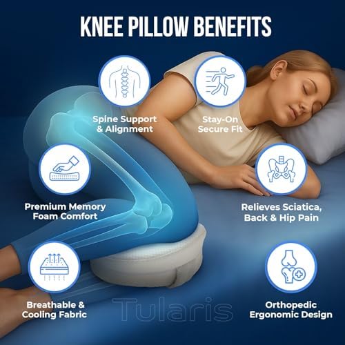 Memory Foam Knee Pillow for Side Sleepers Hip Pain with Adjustable Strap - Between Leg Pillow for Side Sleeping - Sciatica Pain Relief Support for Back, Knees, Joints, and Spine Alignment Cushion - Image 3